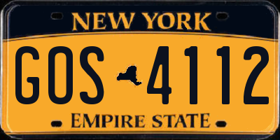 NY license plate GOS4112