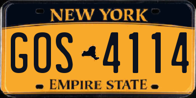 NY license plate GOS4114