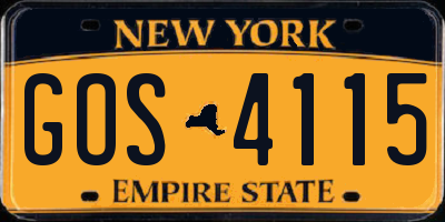 NY license plate GOS4115