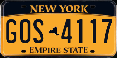 NY license plate GOS4117