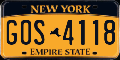 NY license plate GOS4118