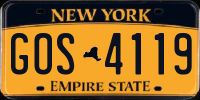 NY license plate GOS4119