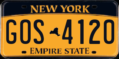 NY license plate GOS4120
