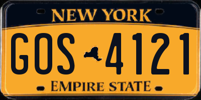 NY license plate GOS4121
