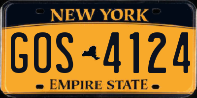 NY license plate GOS4124
