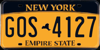 NY license plate GOS4127