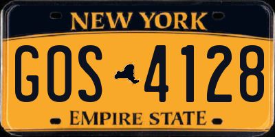 NY license plate GOS4128