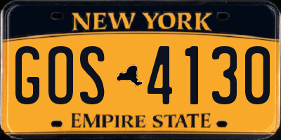 NY license plate GOS4130
