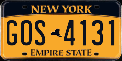 NY license plate GOS4131