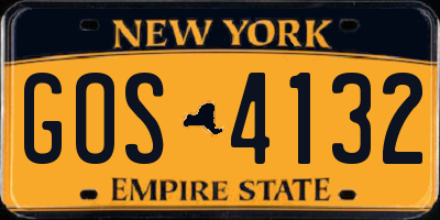 NY license plate GOS4132
