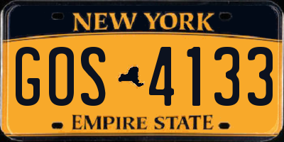 NY license plate GOS4133