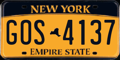 NY license plate GOS4137