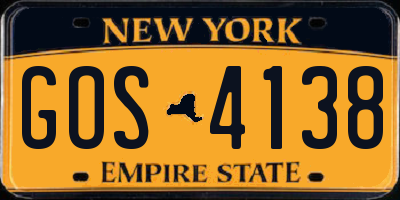 NY license plate GOS4138