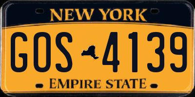 NY license plate GOS4139