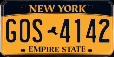 NY license plate GOS4142