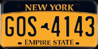 NY license plate GOS4143