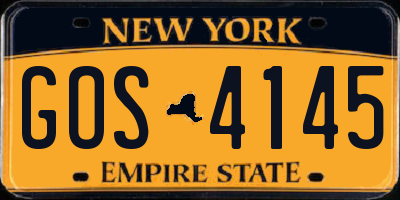 NY license plate GOS4145