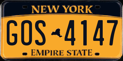 NY license plate GOS4147