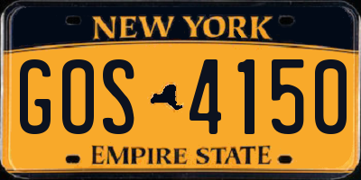 NY license plate GOS4150