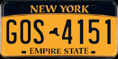NY license plate GOS4151