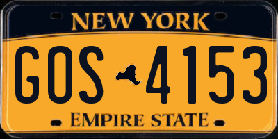 NY license plate GOS4153