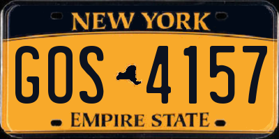 NY license plate GOS4157