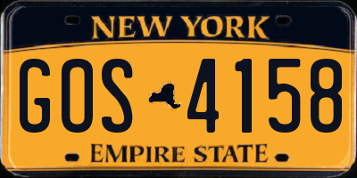 NY license plate GOS4158