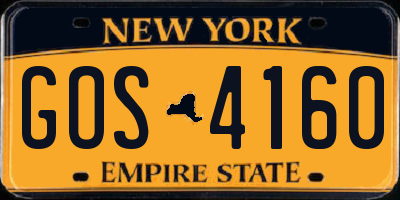 NY license plate GOS4160