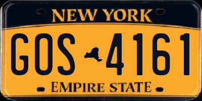 NY license plate GOS4161