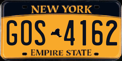 NY license plate GOS4162