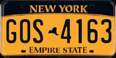 NY license plate GOS4163
