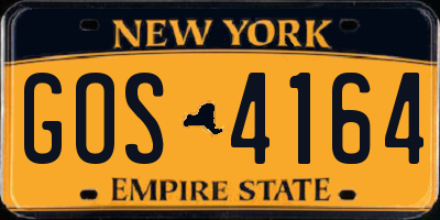 NY license plate GOS4164