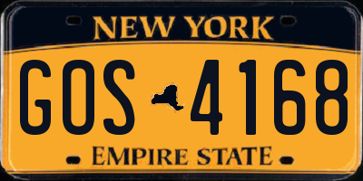 NY license plate GOS4168