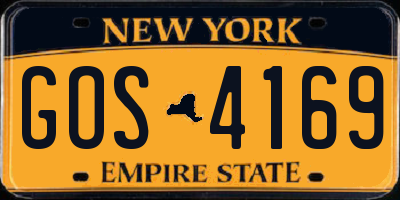 NY license plate GOS4169
