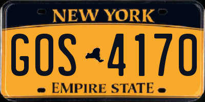 NY license plate GOS4170