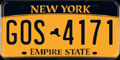 NY license plate GOS4171