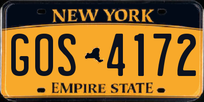 NY license plate GOS4172