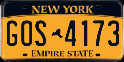 NY license plate GOS4173