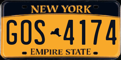 NY license plate GOS4174