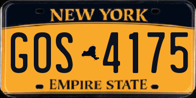 NY license plate GOS4175