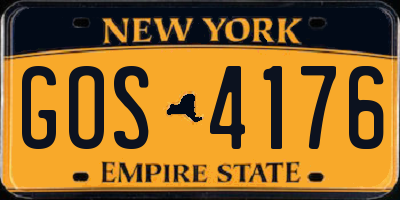 NY license plate GOS4176