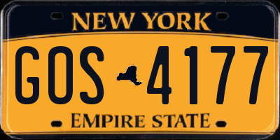 NY license plate GOS4177