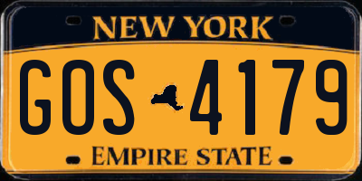 NY license plate GOS4179