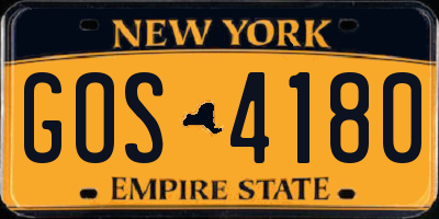 NY license plate GOS4180