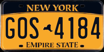 NY license plate GOS4184