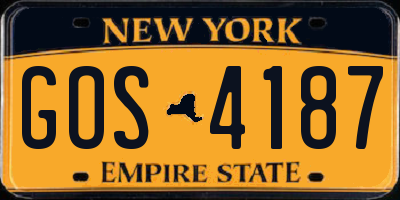 NY license plate GOS4187