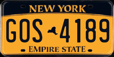 NY license plate GOS4189