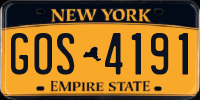 NY license plate GOS4191