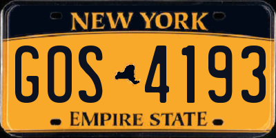 NY license plate GOS4193