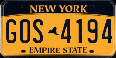 NY license plate GOS4194